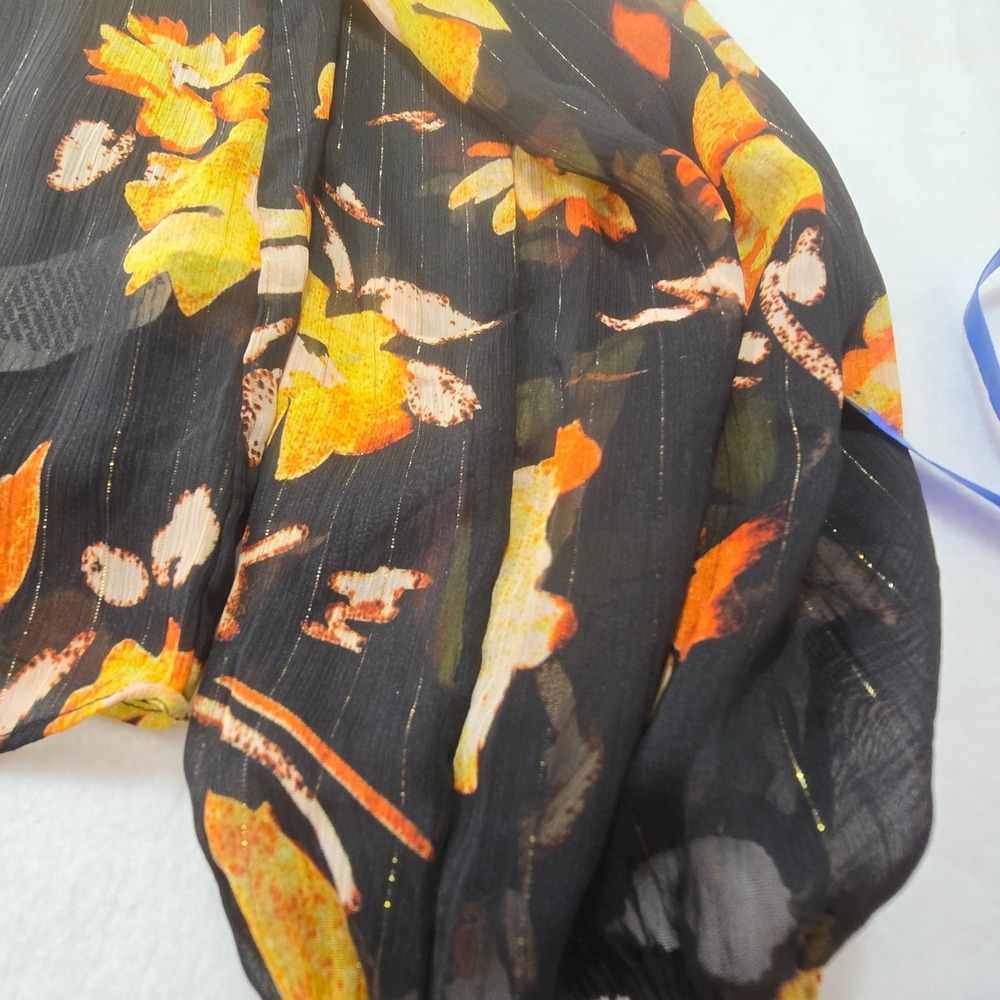 Nanette Lepore Lightweight Camisole & Floral Sheer Top Sz Large Metallic Artsy - Picture 15 of 16